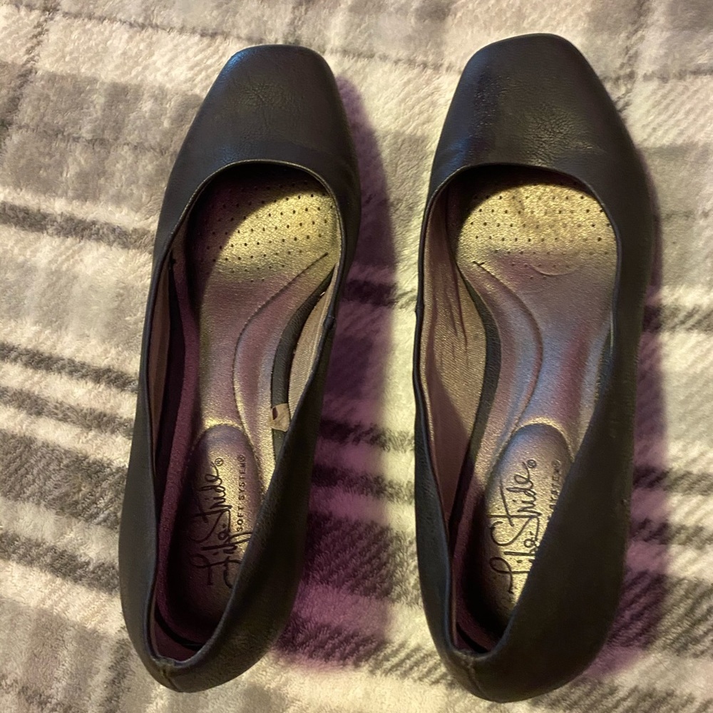 Black Wedge Heels w/ Comfy Bottom